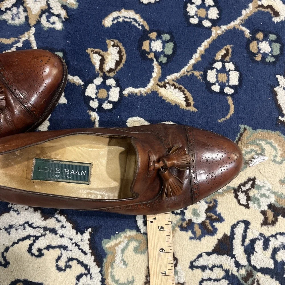 Vintage Men's Cole Haan Brown Leather Tassle Loafers Size 10 D (M) Made In Italy